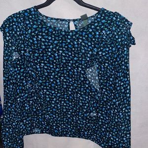 Blue light blue black floral shirt size 2X